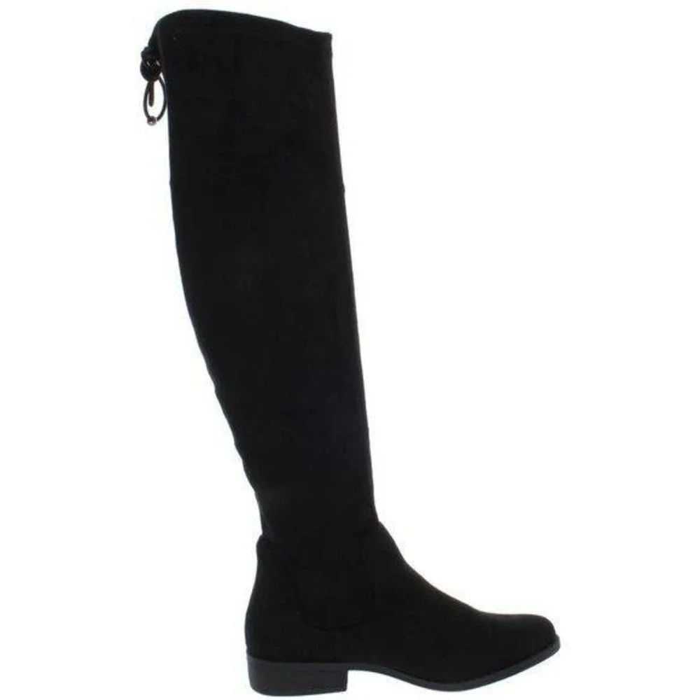 Sugar Unna Black‎ Faux Suede Over-The-Knee Boots Size 6 Tall Slip On Casual NEW